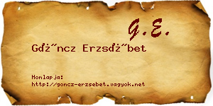 Göncz Erzsébet névjegykártya